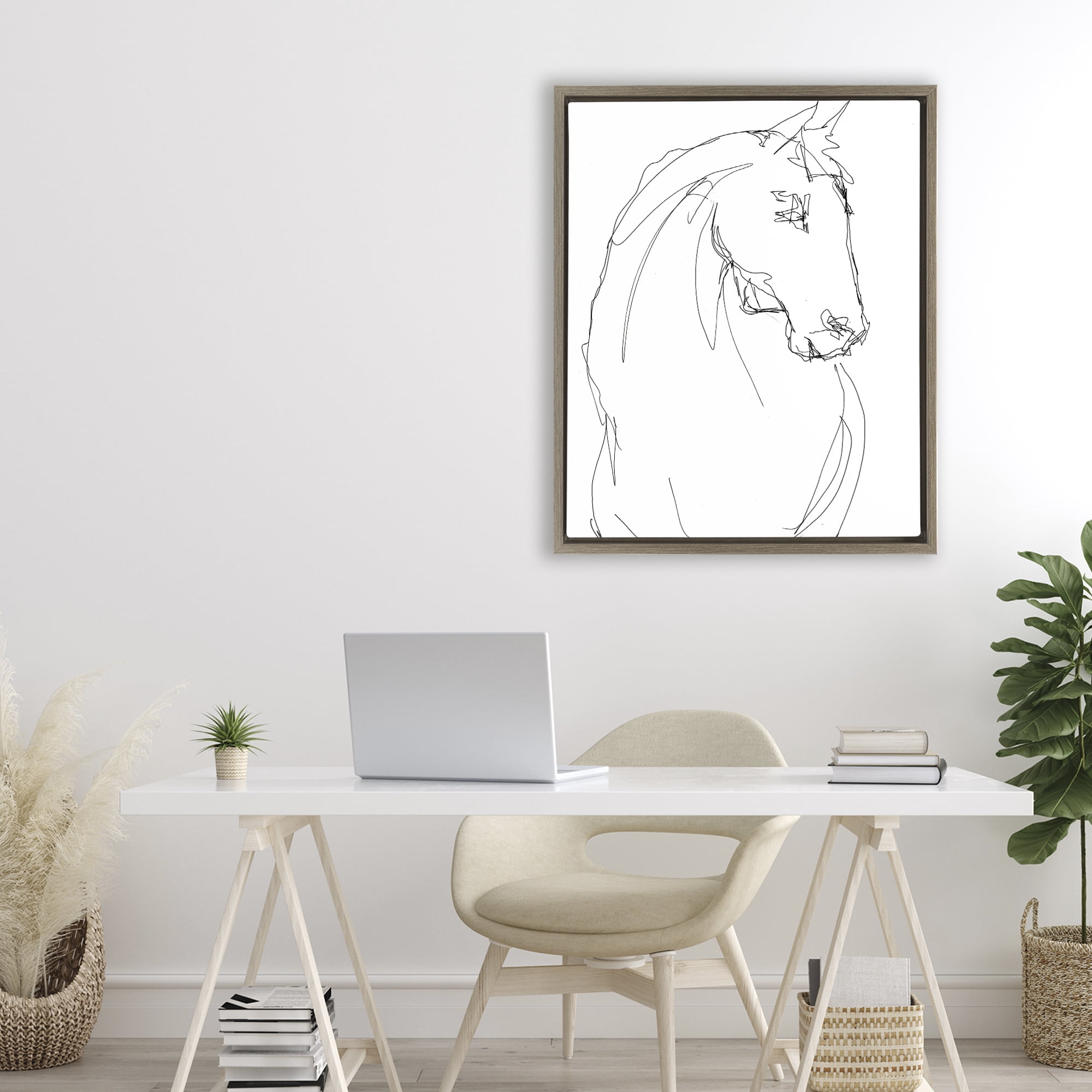 Stupell Industries Sketched Horse Contour Brown Framed Floater Canvas Wall Art, design by Lorenzo Collective