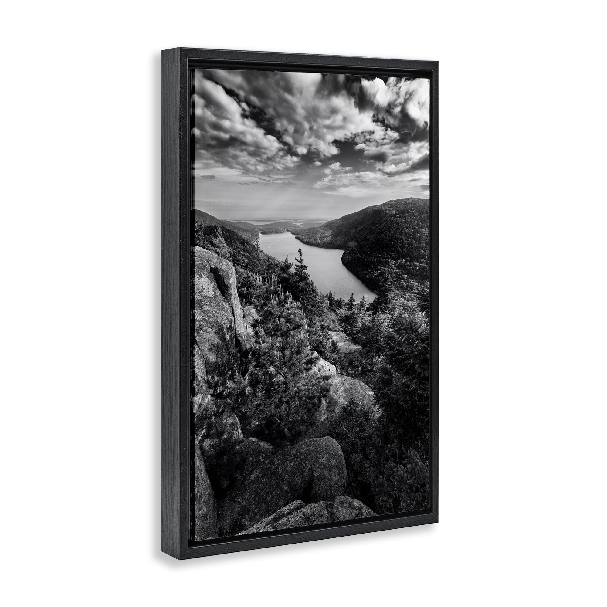 Stupell Industries Looking Over Cliffs Landscape Landscape & Nature Photography Black Floater Framed Canvas Art Print Wall Art, 21 x 31
