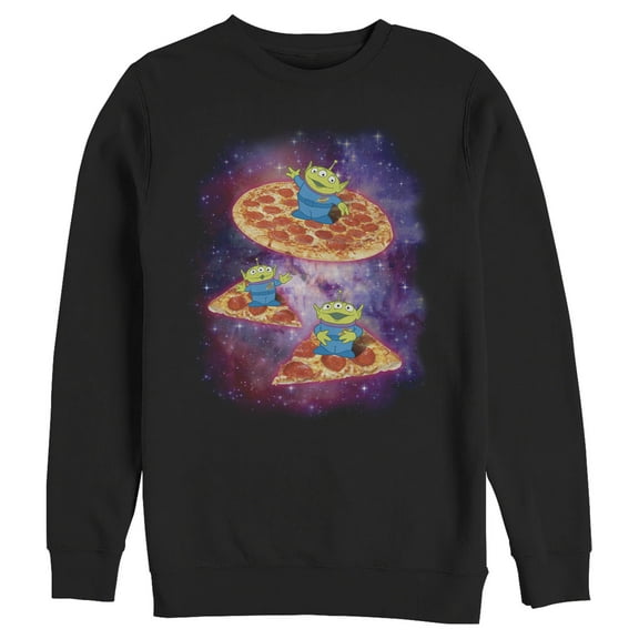 Men's Toy Story Alien Pizza Saucer Sweatshirt Black 2X Large