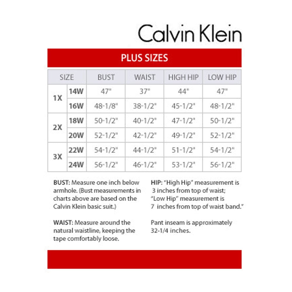 Calvin Klein Plus Size Size Chart