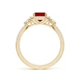 thumbnail image 2 of ANGARA Cushion Rectangular Lab Grown Ruby Halo Double Shank Engagement Ring for Women in 14K Yellow Gold (Size-8x6mm) | July Birthstone, Anniversary, Jewelry Gift for Women | Lab-Grown Ruby Ring, 2 of 8