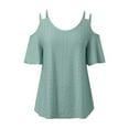 thumbnail image 3 of Easter Shirts for Women Womens Tops Plus Size Womens Summer Tops Loose fit Ruffle Short Sleeves U Neck Shirts Trendy off Shoulder Solid Color Mesh Blouses Tops Graphic Tees for Women Plus Size 3Xl, 3 of 4