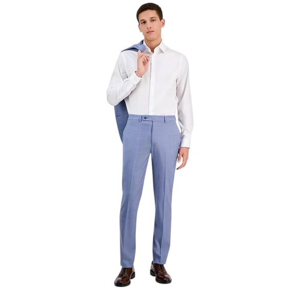 Calvin Klein Mens Slim fit Dress Pants 38 / 30 Light Blue Solid Stretch Wool