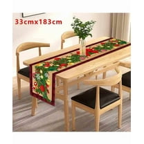 Gumesh Christmas Tablecloth 12x36 Inch, Waterproof Rectangular Table Cover for Indoor Outdoor Use, Festive Holiday Dining Decor for Party, Living Room