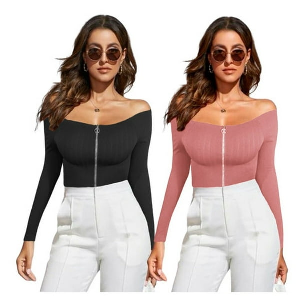 Pack 2 Blusas Canale Manga Larga Con Cierres Basicos Mujer LOLE Blusa Walmart en linea