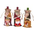 thumbnail image 1 of Bolsa de vino navideña, adornos navideños, encaje de cuero de imitación, funda tridimensional creativa para botella de vino, 3 uds. ER, 1 of 5