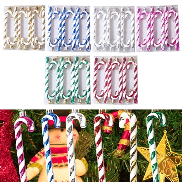 6Pcs Christmas Tree Painted Crutch Pendant Kid Gift Xmas Home Decoration