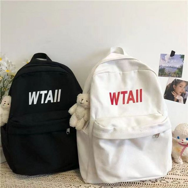 Mochila escolar femenina, mochila de escuela secundaria, mochila de lona sencilla y combinable para estudiantes de secundaria, moda