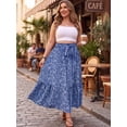 thumbnail image 4 of Cueply Women's Plus Size Casual High Waist Tie Front Long Skirts with Pockets Flowy Summer Pleated Tiered Elastic Skirt, 4 of 9