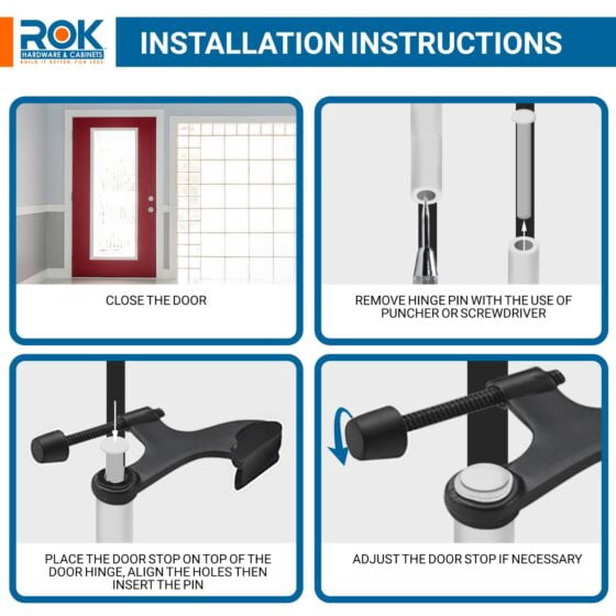 10-Pack Rok Hardware Heavy Duty Hinge Pin Door Stop Black