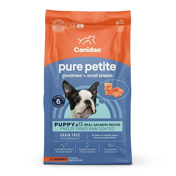 CANIDAE Grain Free Pure Petite Small Breed Raw Coated Dry Dog Food Salmon 4 lb