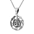 thumbnail image 4 of Sacred Om or Aum Symbol in Flaming Frame Sterling Silver Pendant Necklace, 4 of 6