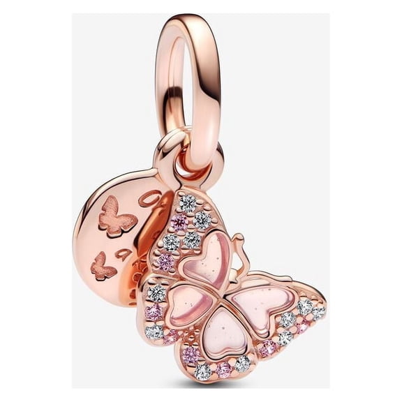 Pandora Pink Butterfly & Quote Double Dangle Charm