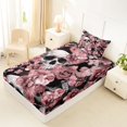 thumbnail image 4 of Castle Fairy Gothic Skull Twin Sheets 3pcs,Rose Flower Bedding,Mauve Gray Black,1 Fitted Sheet,1 Flat Sheet and 1 Pillowcase, 4 of 6