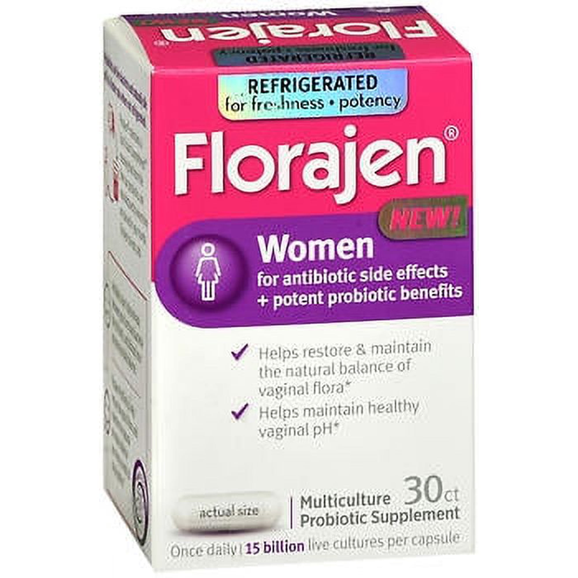 Florajen Women Multiculture Probiotic Supplement Capsules, 30 ea