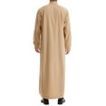 thumbnail image 3 of Miluxas Men's Saudi Arabic Thobe Jubba Dishdasha Long Sleeve Robe Ramadan Muslim Dress Middle East Islamic Clothing Khaki, 3 of 8