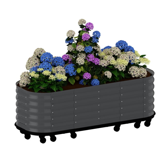 BeesClover Jardinière Roulante avec Réservoir d'Arrosage Automatique – Bac de Jardin en Acier Galvanisé Robuste, Roues Verrouillables pour Patio, Usage Intérieur et Extérieur – Compatible avec la Mobilité, Conception Sans Pliure