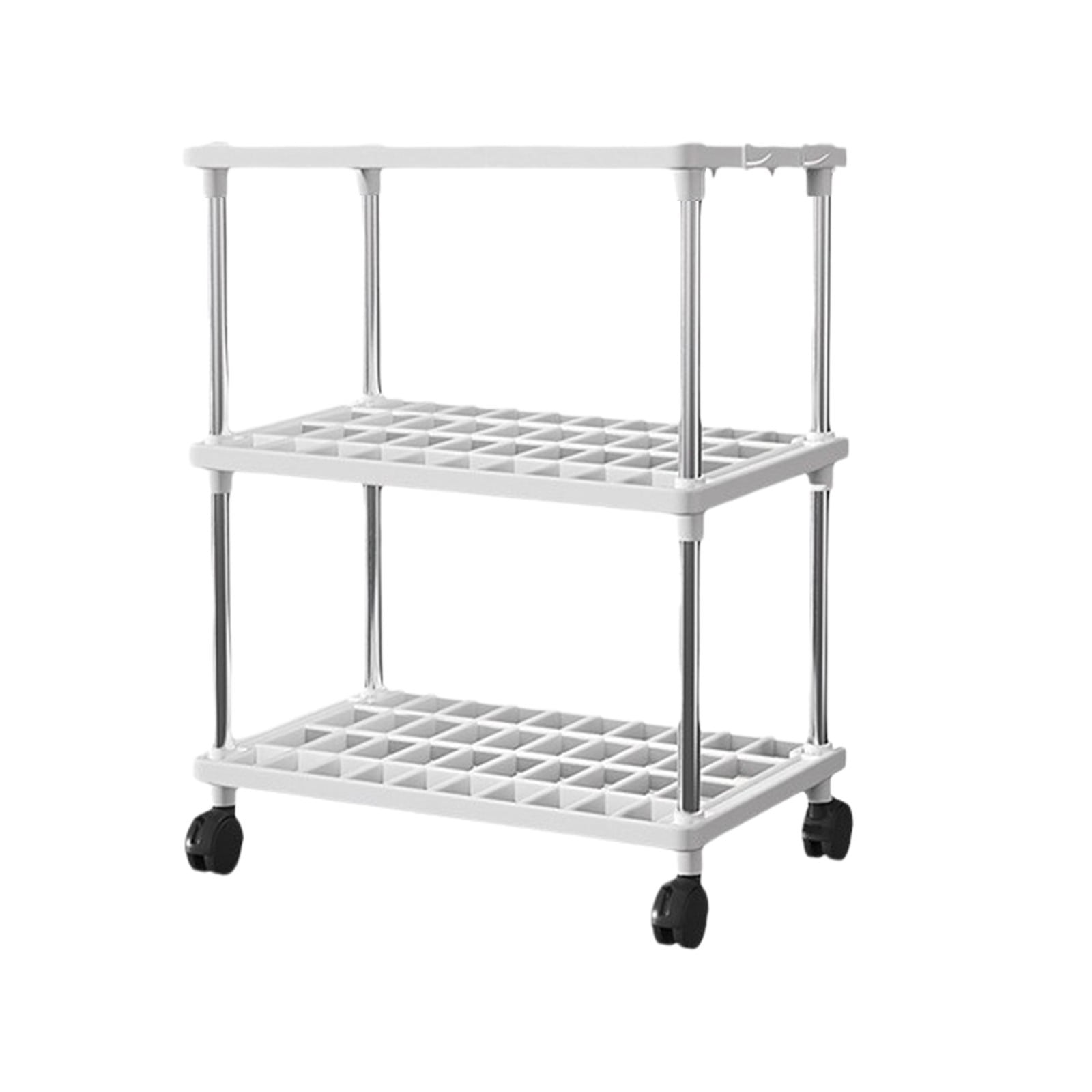 Usloyux Under $5 Freestanding Shelf Bathroom Organizer,2/3 Tier Storage Shelves with Wheels,Plastic and Metal Shelf Storage Rack Organizer,Standing Shelf for Bathroom Kitchen Closet