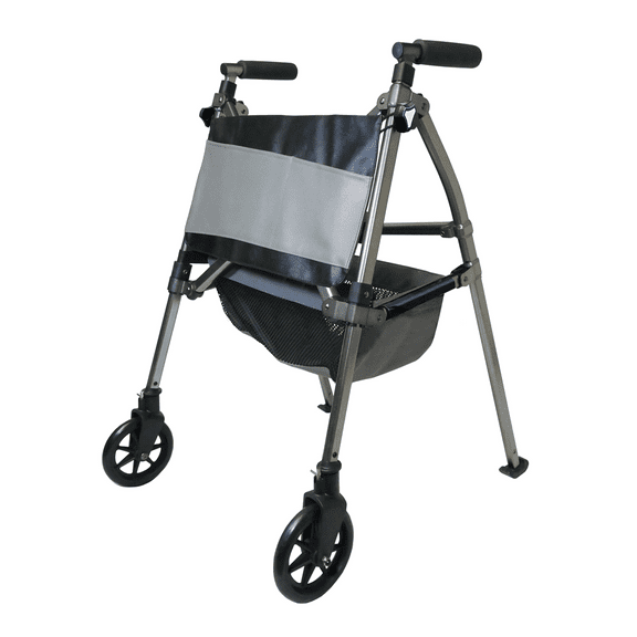 Signature Life Micro Elite Travel Walker Short, Lightweight Junior Folding Walker for Seniors and Children, Petite Mobility Walker