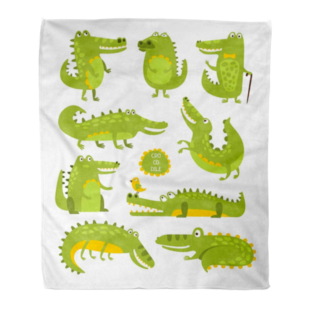 Jsdart Flannel Throw Blanket Green Alligator Crocodile Cute Jsdart Flannel Throw Blanket Green Alligator Crocodile Cute
