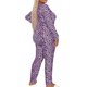 thumbnail image 3 of VISgogo Mono con Estampado de Leopardo Animal para Mujer, Manga Larga con Escote en V Profundo Bodycon Pantalones Largos Body Ropa de Dormir VISgogo moda, 3 of 7