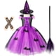 thumbnail image 1 of Disfraz de bruja de Halloween para niñas, traje de Carnaval para niños, vestido de bruja infantil, conjunto de ropa de fantasía, bolsa y sombrero, 1 of 4