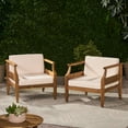 thumbnail image 4 of GDF Studio Bianca Outdoor Acacia Wood Club Chairs with Cushions, Set of 2, Teak and Cream, 4 of 9