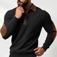 thumbnail image 5 of Guluxicc Dressy Henley Sweatshirts for Men Elbow Patch Ribbed Cuffs Hem Button Closure Collared Long Sleeve Casual Sweatshirts for Fall Winter Pullover, 5 of 7