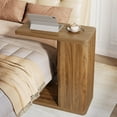 thumbnail image 3 of Tribesigns C-Shaped End Table, 2-Tier Small Sofa Side Table for Couch for Living Room, Brown, 3 of 5