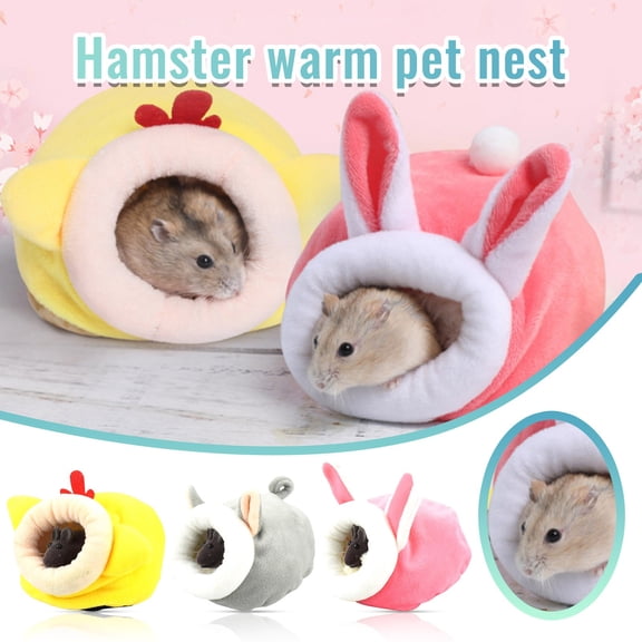 SugarBloom Small Animal Cotton Hamster House, Warm Cozy Sleeping Bag Nest for Dwarf Hamsters Mice Gerbils, Pet Bed Accessories with Carrying Handle,Gray