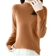 thumbnail image 2 of Antinious Womens Solid Mock Neck Knitted Long Sleeve Sweater Blouse,Sweatshirt for Women,Going Out Tops for Women,Gold,M, 2 of 4