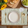 thumbnail image 4 of Green Waves Stripes Placemats Set of 6, Vintage Minimalist Lines Texture Placemats for Dining Table, Place Mats for Kitchen Tabletop, Waterproof Wipeable Dining Table Mats Set, 4 of 9