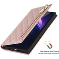 thumbnail image 6 of Crossbody Wallet for iPhone 13 Mini Case with Adjustable Lanyard Strap Credit Card Holder 5.4",PU Leather Zipper Handbag Purse Kickstand Lattice Pattern Cover Case for Men Women Girl,Rose Gold, 6 of 13