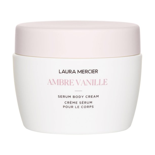 Crema corporal con suero Laura Mercier, hidratante con infusión, 48 h de hidratación, mejora la barrera cutánea, calma la piel seca, manteca de karité y escualano nutren intensamente, ámbar vainilla