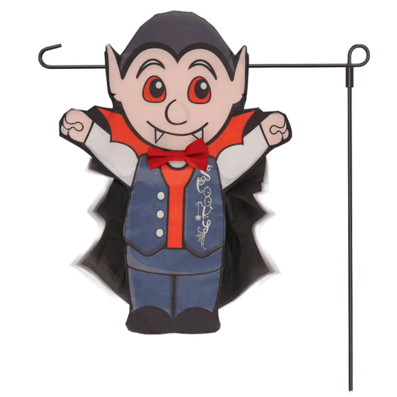 Halloween Vampire Garden Flag, Double Sided 3D Yard Decoration, 12x18 Inch Outdoor Spooky Flag