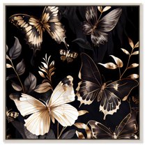 Butterfly Departure Elegant Butterfly Canvas Wall Art by Art Remedy, Silver Floater Frame, 24"x24"