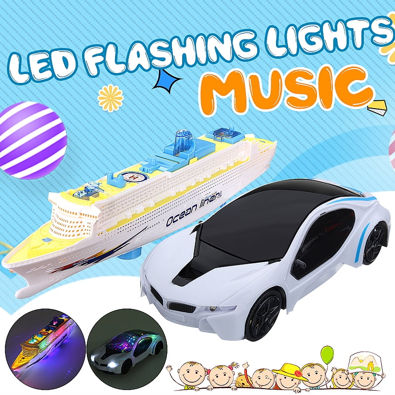 3D Music Flashing  Light-up Car Electric Automatic Toy  Children Kid Gift 