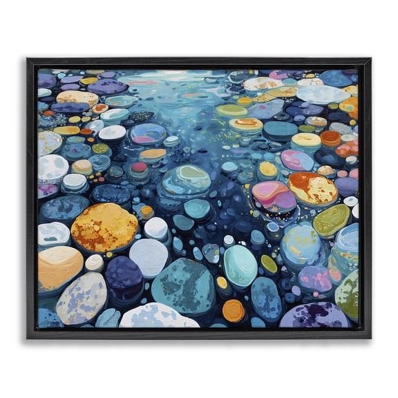 Stupell Industries Rainbow Rocks in River Black Framed Floater Canvas Wall Art, design by Franklyn Gregory