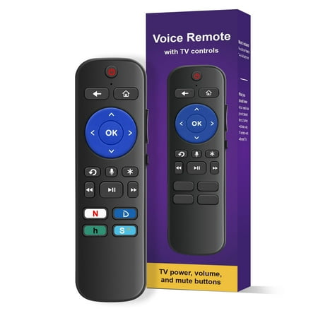 Christmas Gifts Universal Voice Remote Control Replacement for Roku Stick, for Roku All Streaming Players, Steaming Sticks, Audio and TVs, with 4 Hot Shorcut App Keys, Black