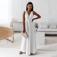 thumbnail image 4 of DHFJKG Summer Dresses Women Wedding Guest Dress Sleeveless Solid Color V Neck Belted Long Dress Comfortable Daily Wear Stylish Dresses, 4 of 7