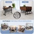 thumbnail image 3 of 47.2" Conference Table, 2 Pack Foldable Flip Top Modular Table with Silent Lockable Wheels, Space-Saving Mobile Training Desk for Office, Classroom & Meeting Spaces, Walnut, 3 of 7