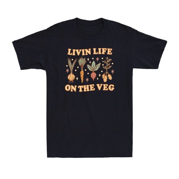 Vegan Living Life on the Veg Vegetarian Novelty Graphic Unisex T-Shirt H750, up to Size 5XL