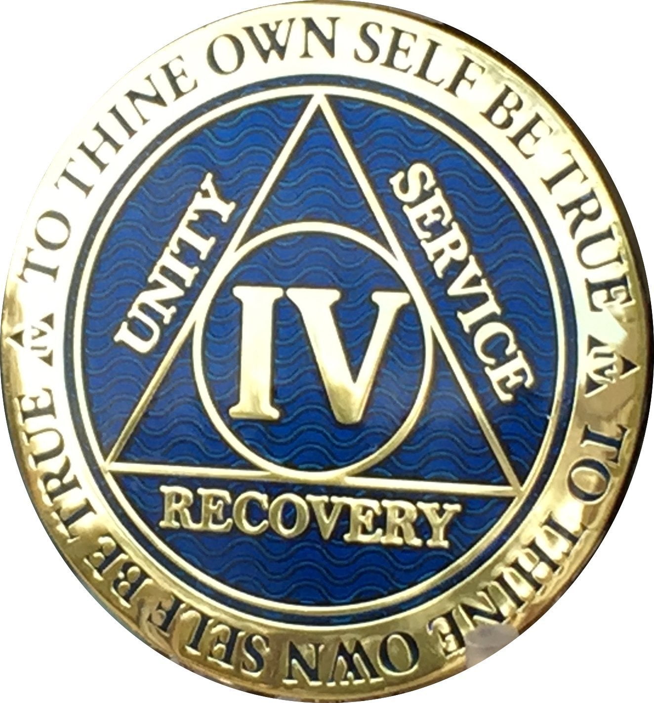 7 Year AA Medallion Antique Reflex Blue Sobriety Chip 