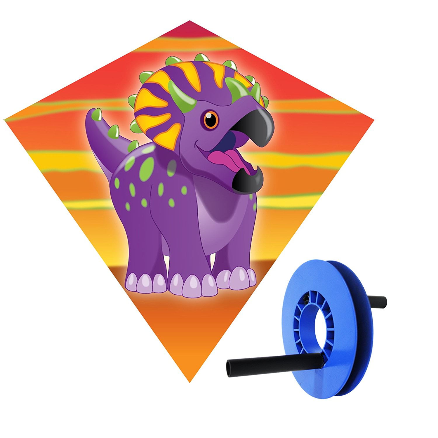 Set Of Mini 18" H x 18" W Diamond Triceratops Kite, A Kite Reeler(Color