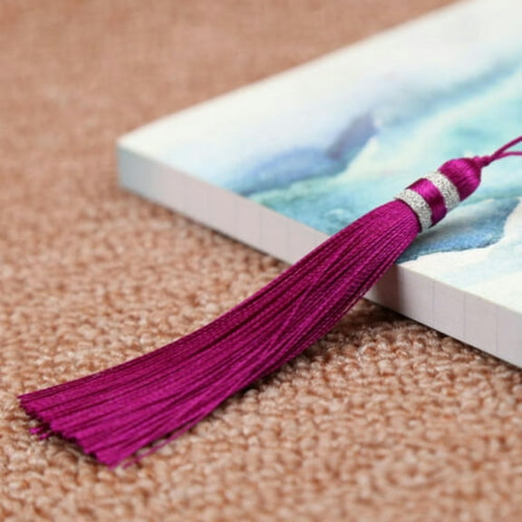 U8MO Hot 9cm Polyester Silk Chinese Knot Bookmark Tassel Trim Craft Pendant DIY-9# rose red