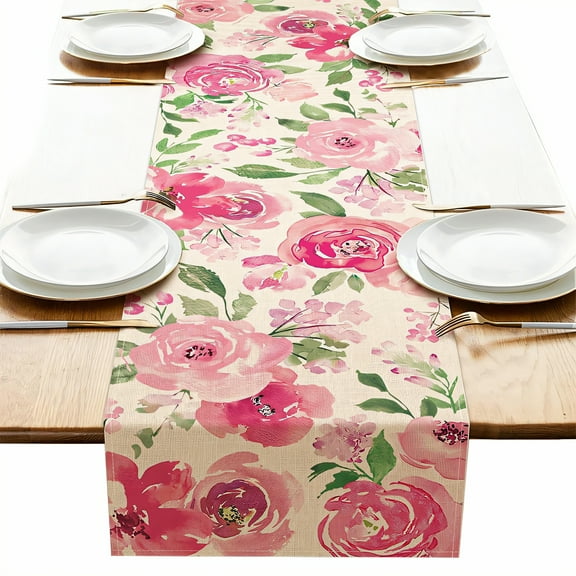 AUQ Table Runner,Thin Ventilated Table Runner 48 Inches Long,Clean Illustration Linen Table Runner,Style1