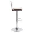 thumbnail image 2 of 42" White Leather with Wood Backrest and Adjustable Chrome Modern Base Barstool, 2 of 9