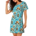 thumbnail image 2 of Fuzoiu Lovely Sea Otters Print Women Nightgowns, Soft Comfy Lightweight Short Sleeves Sleepwear,Crew Neck Loungewear, 2 of 6