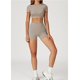 thumbnail image 3 of Conjuntos de entrenamiento for mujer, 2 piezas, sujetador deportivo, camiseta sin mangas, polainas de cintura alta, gimnasio, Yoga, ropa activa, Top de entrenamiento for mujer, 3 of 5