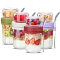 thumbnail image 1 of Recipientes para avena nocturna Danmu, 4 unidades, 480 ml, de vidrio con tapa, 1 of 7